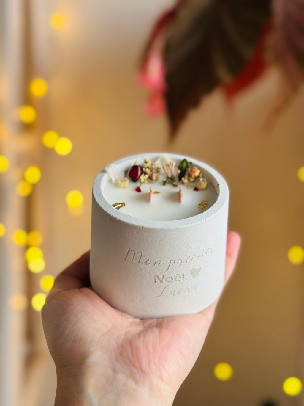 Bougie blanche festive premier Noel