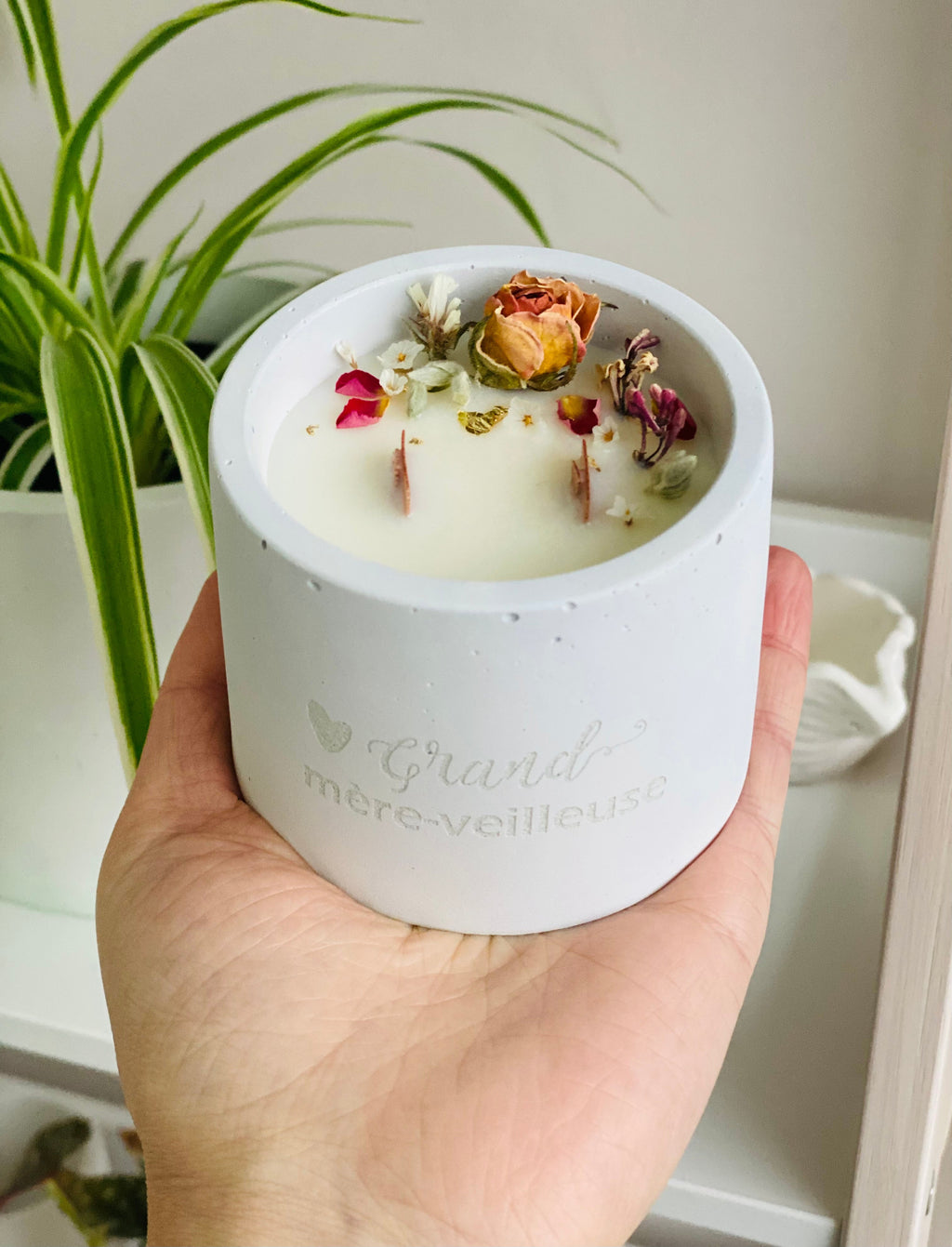 bougie fleurie  grand mère veilleuse 